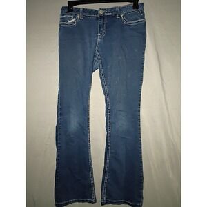 Amethyst Jeans Bootcut Size 13 Blue Stretch Embroidered Rocker Biker Rhinestone